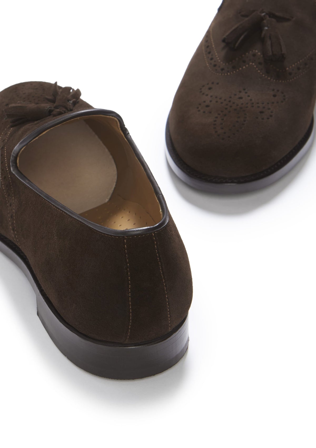 Hugs & Co. Brown Suede Tasselled Brogues with Goodyear Welted Leather Sole for Men
