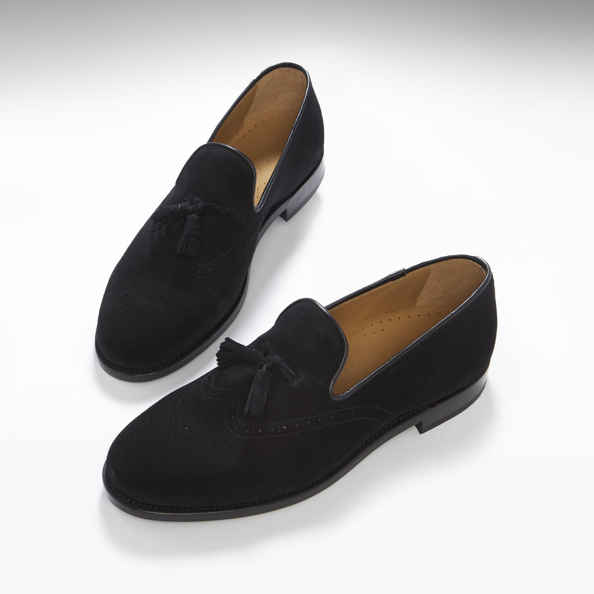 Hugs & Co. Black C.F. Stead Suede Tasselled Brogues with Goodyear Welted Leather Sole