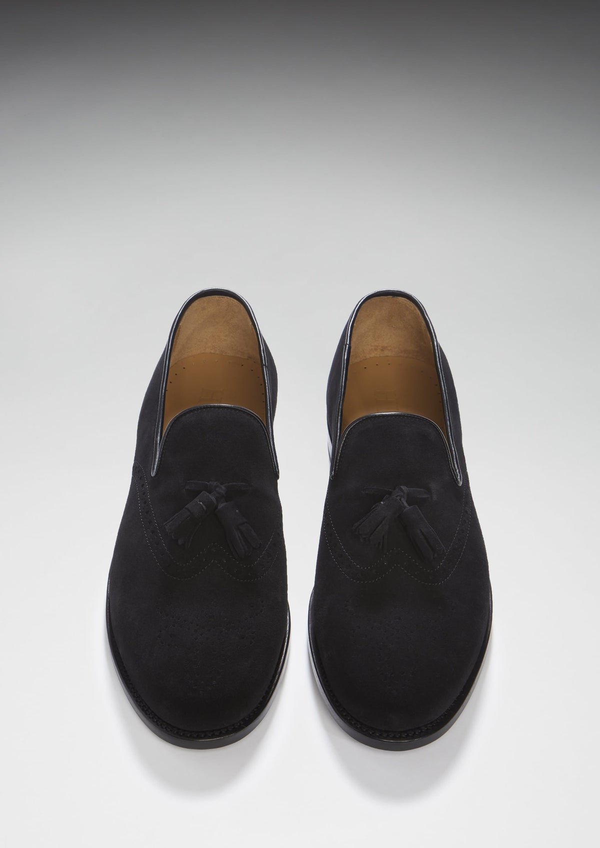 Hugs & Co. Black C.F. Stead Suede Tasselled Brogues with Goodyear Welted Leather Sole