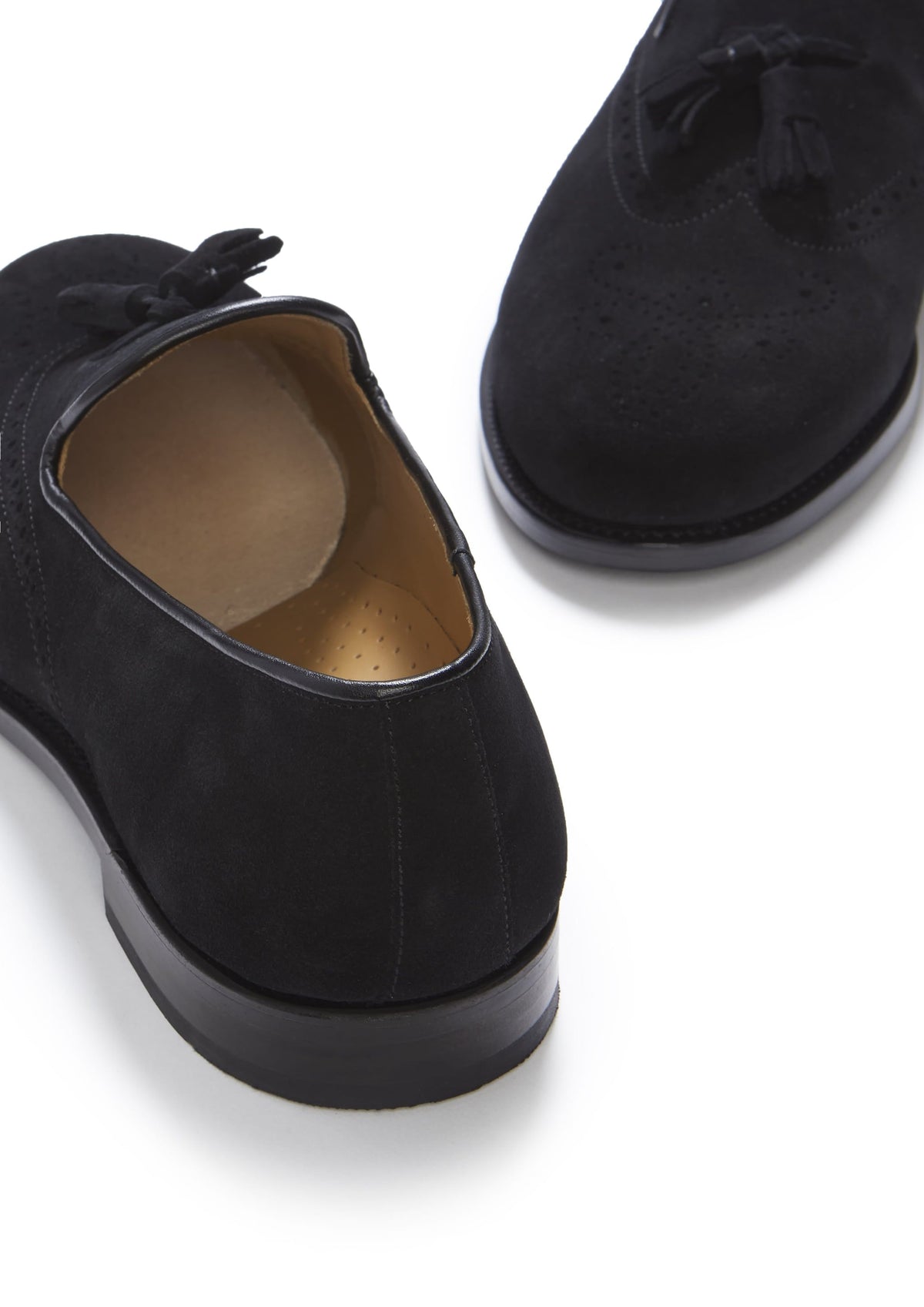 Hugs & Co. Black C.F. Stead Suede Tasselled Brogues with Goodyear Welted Leather Sole