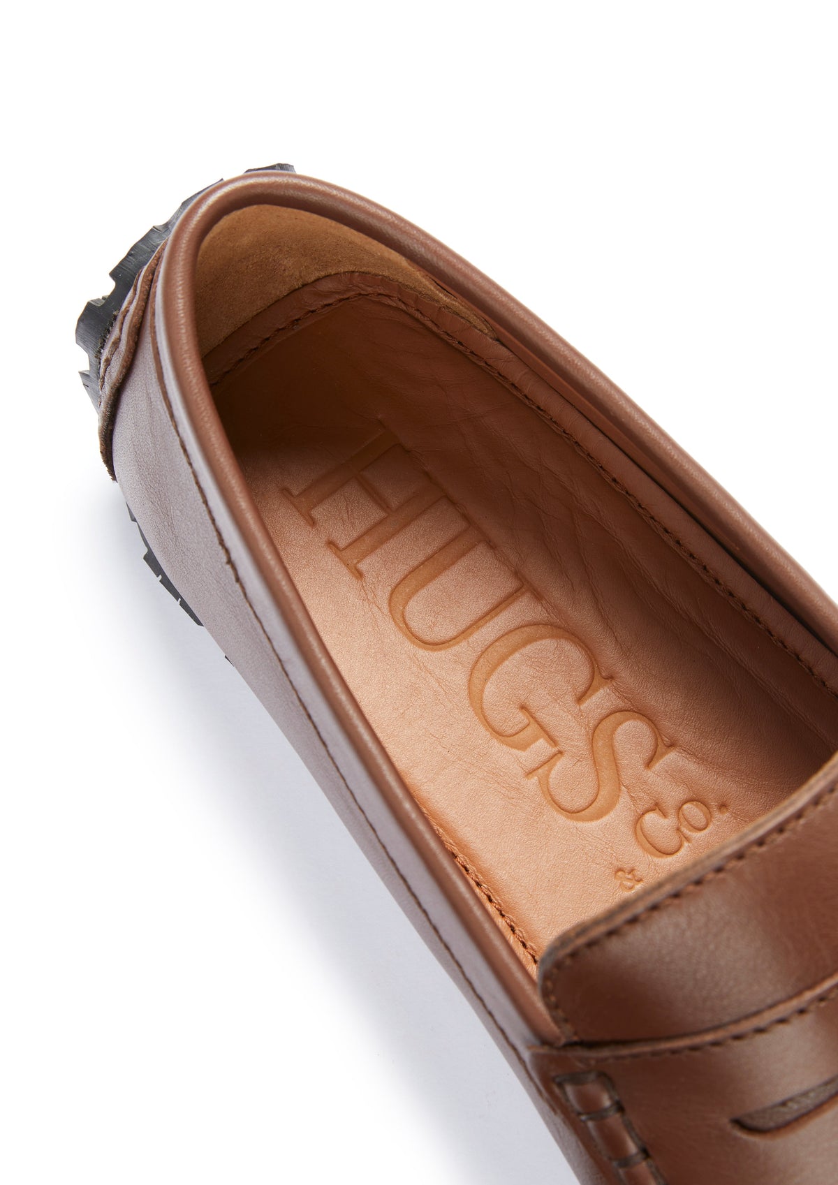 Hugs & Co. TS1 Brown Leather Penny Driving Loafers with Upcycled Tyre Sole