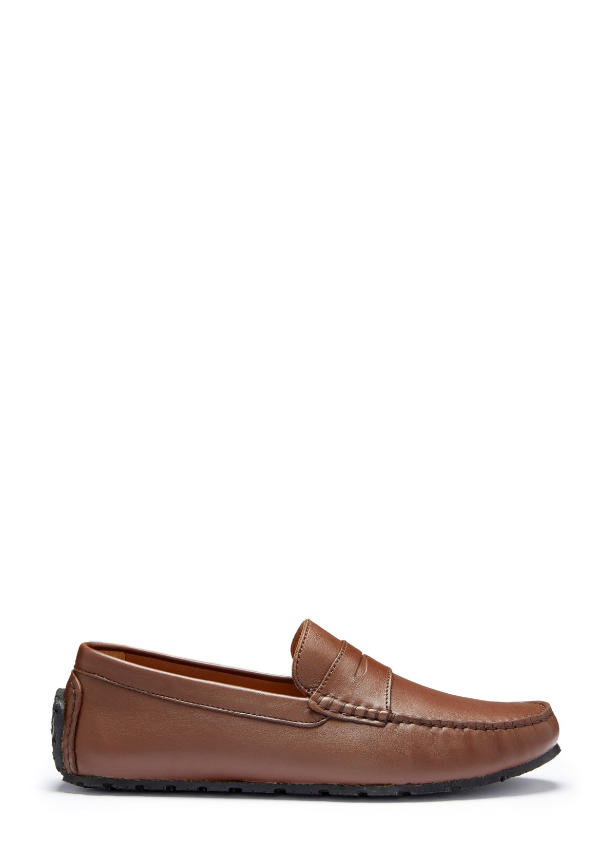 Hugs & Co. TS1 Brown Leather Penny Driving Loafers with Upcycled Tyre Sole
