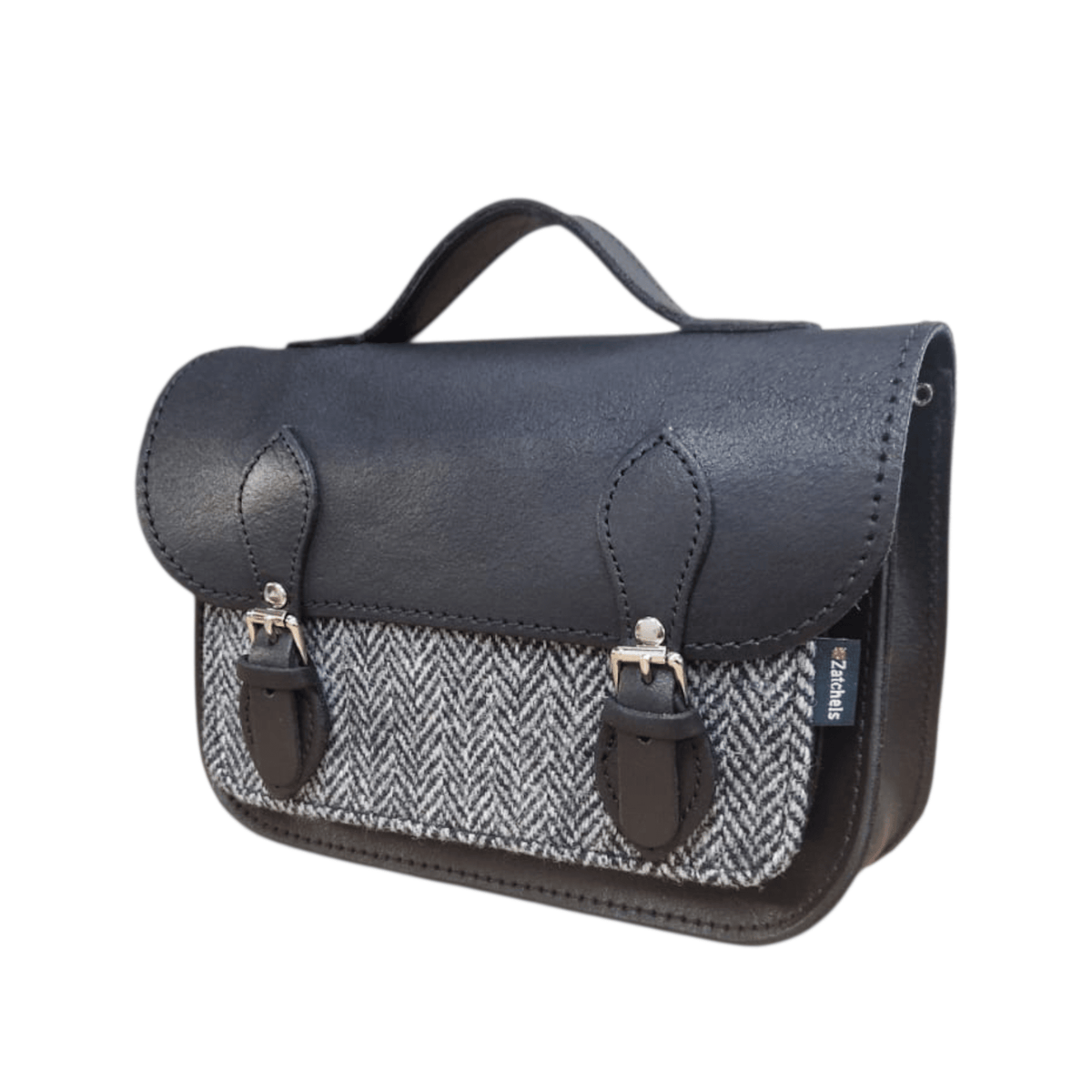 Midi Tannery & Tweed Satchel - Black - Bascora