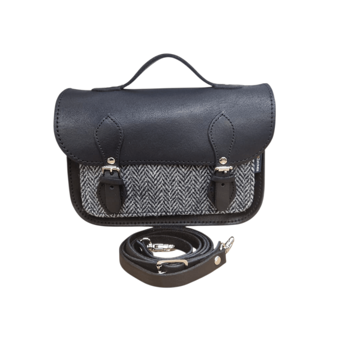 Midi Tannery & Tweed Satchel - Black - Bascora