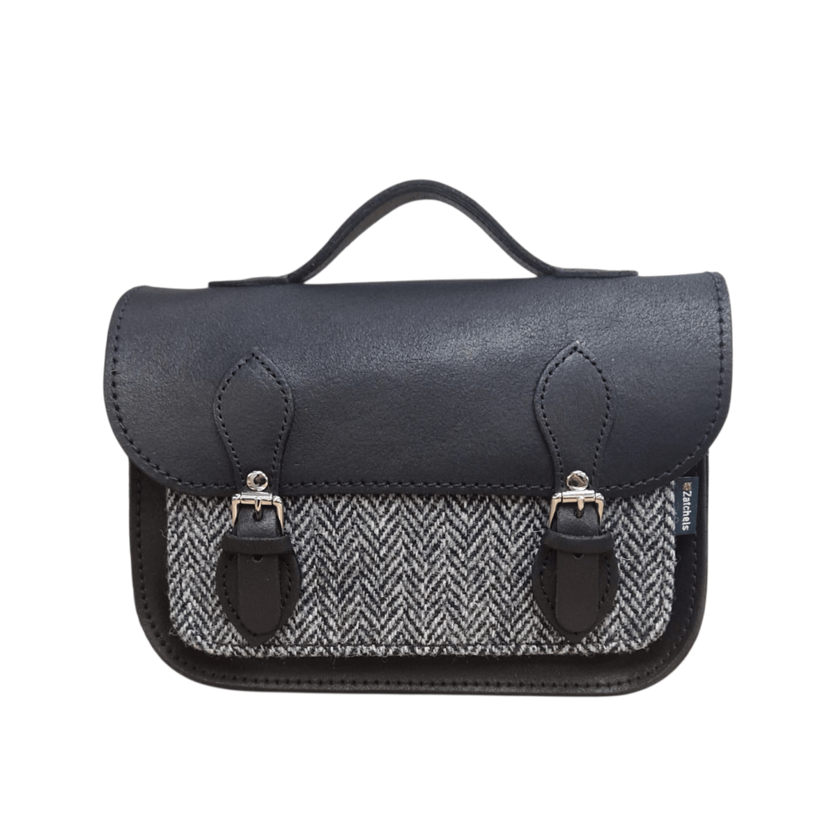 Midi Tannery & Tweed Satchel - Black - Bascora