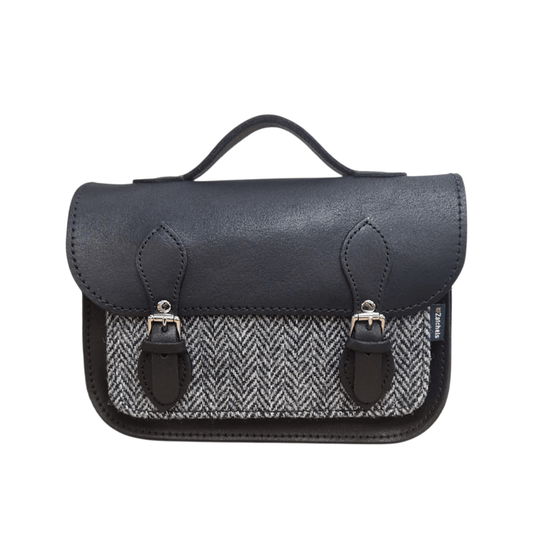 Midi Tannery & Tweed Satchel - Black - Bascora