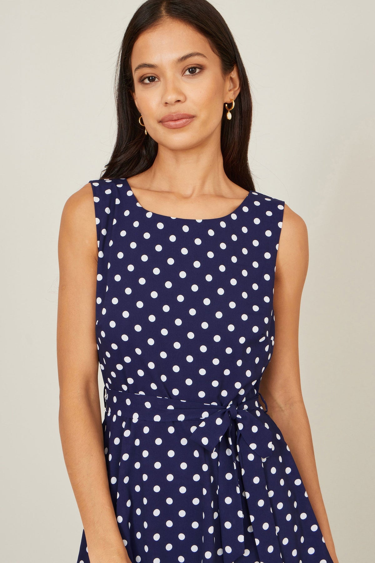 Navy Spot Tiered Midi Dress - Bascora
