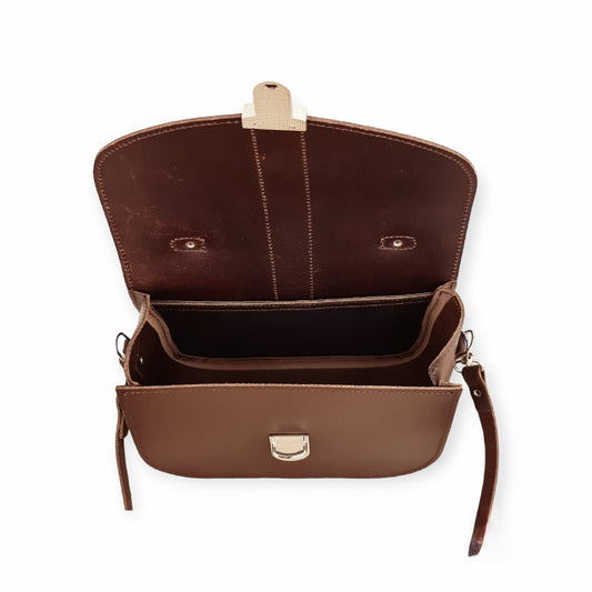 Olympia Handmade Leather Bag - Dark Brown - Bascora