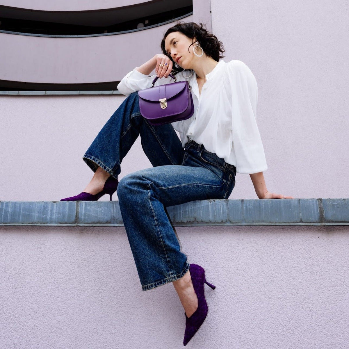 Olympia Handmade Leather Bag - Purple - Bascora