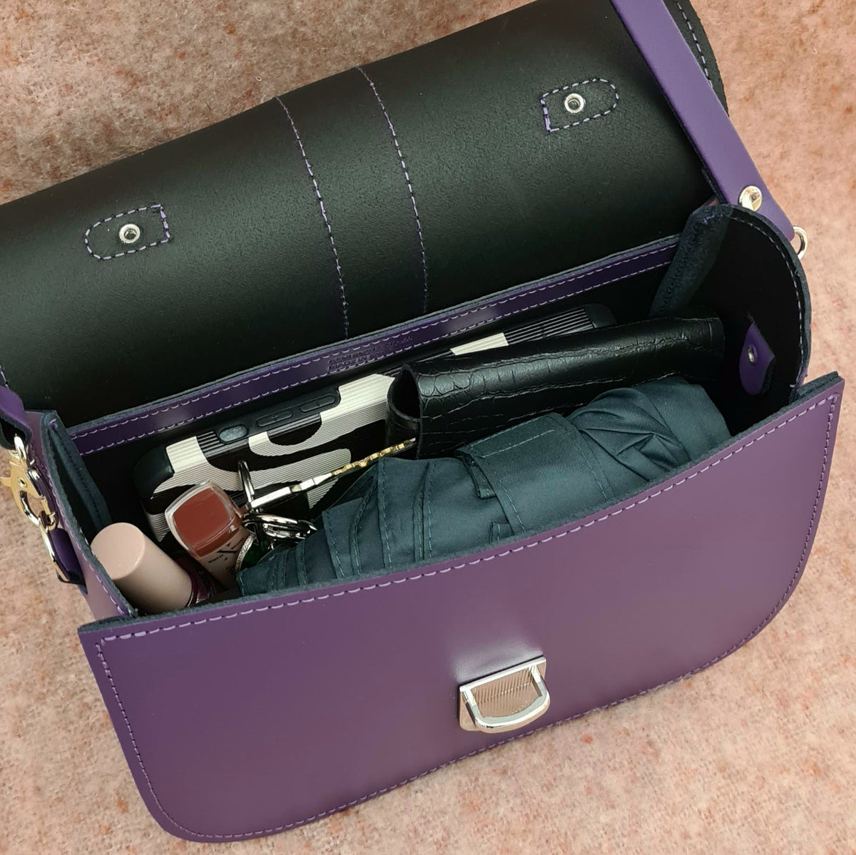 Olympia Handmade Leather Bag - Purple - Bascora