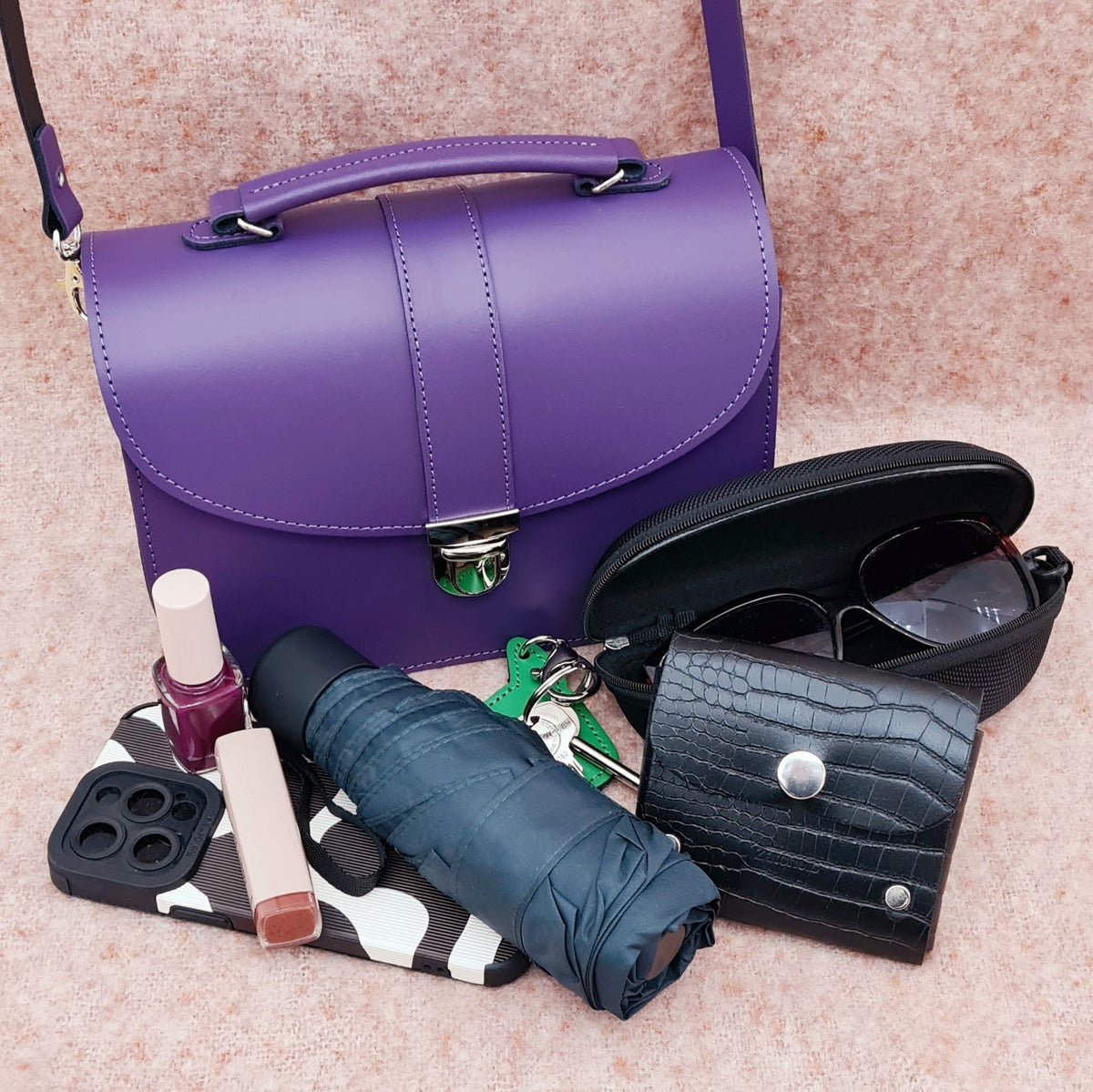 Olympia Handmade Leather Bag - Purple - Bascora
