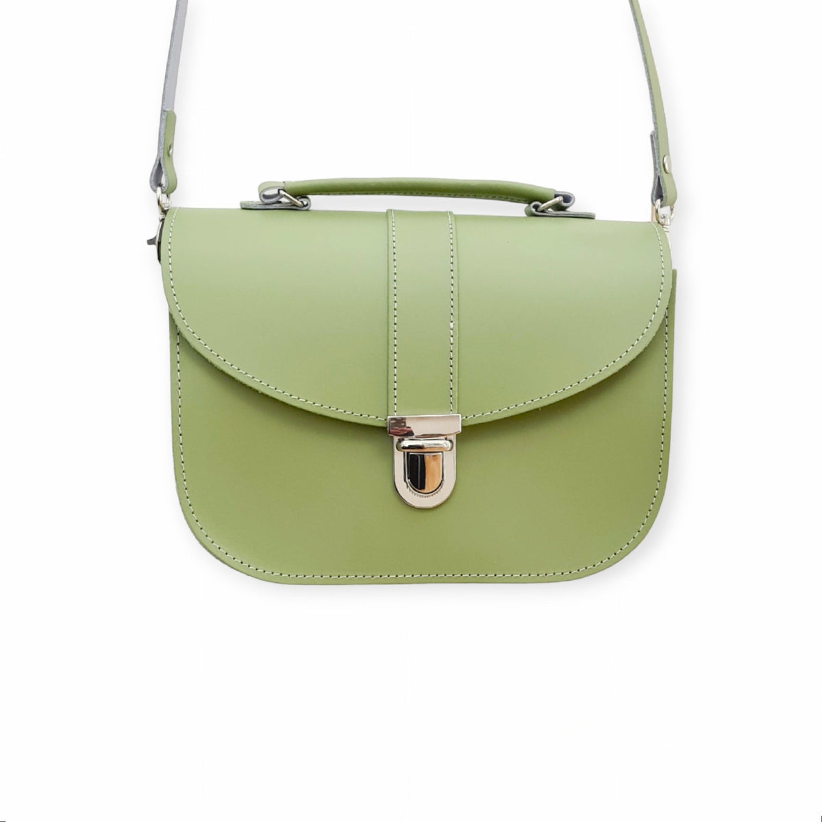 Olympia Handmade Leather Bag - Sage Green - Bascora