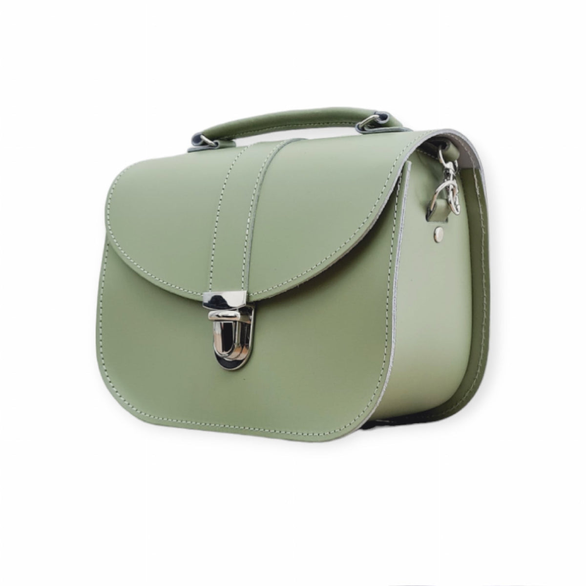 Olympia Handmade Leather Bag - Sage Green - Bascora