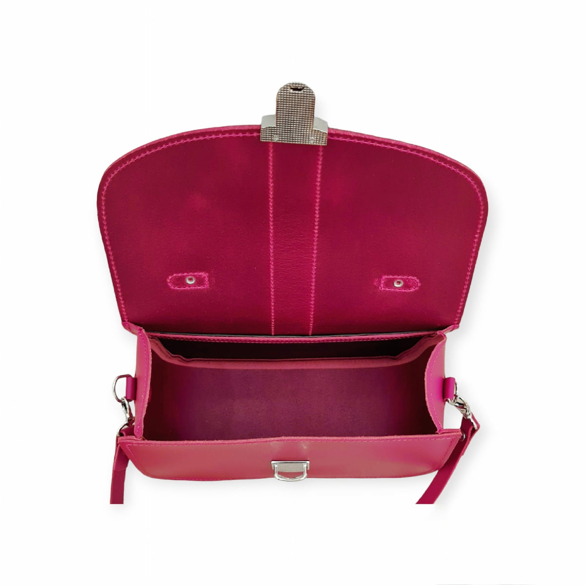 Olympia Handmade Leather Crossbody Bag – Magenta - Bascora