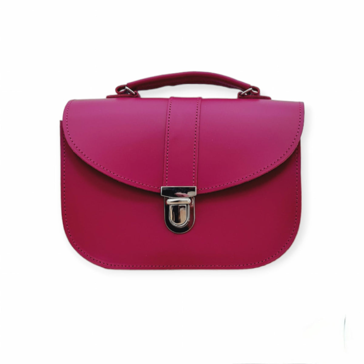 Olympia Handmade Leather Crossbody Bag – Magenta - Bascora