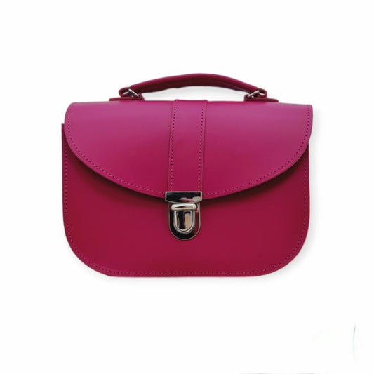Olympia Handmade Leather Crossbody Bag – Magenta - Bascora