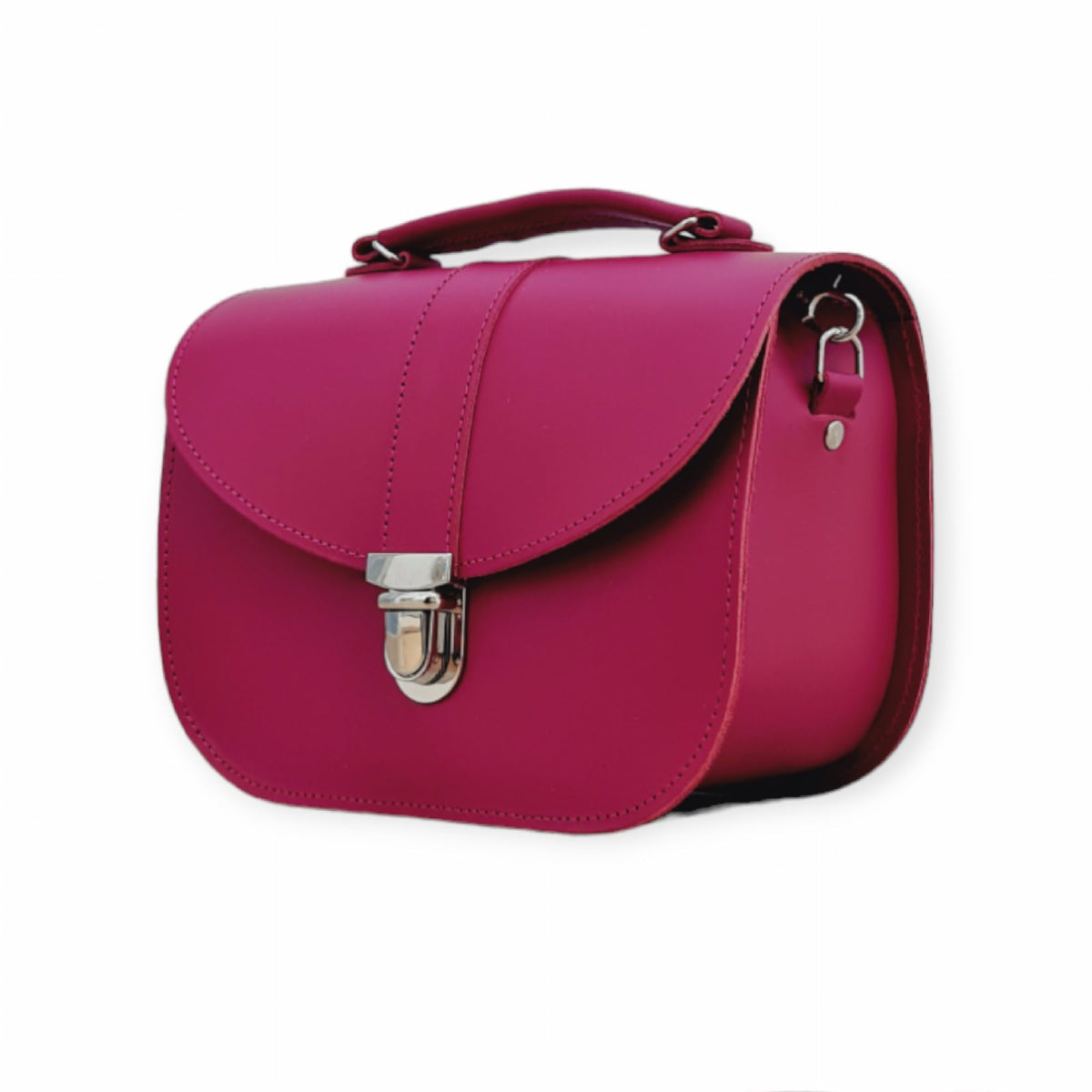 Olympia Handmade Leather Crossbody Bag – Magenta - Bascora