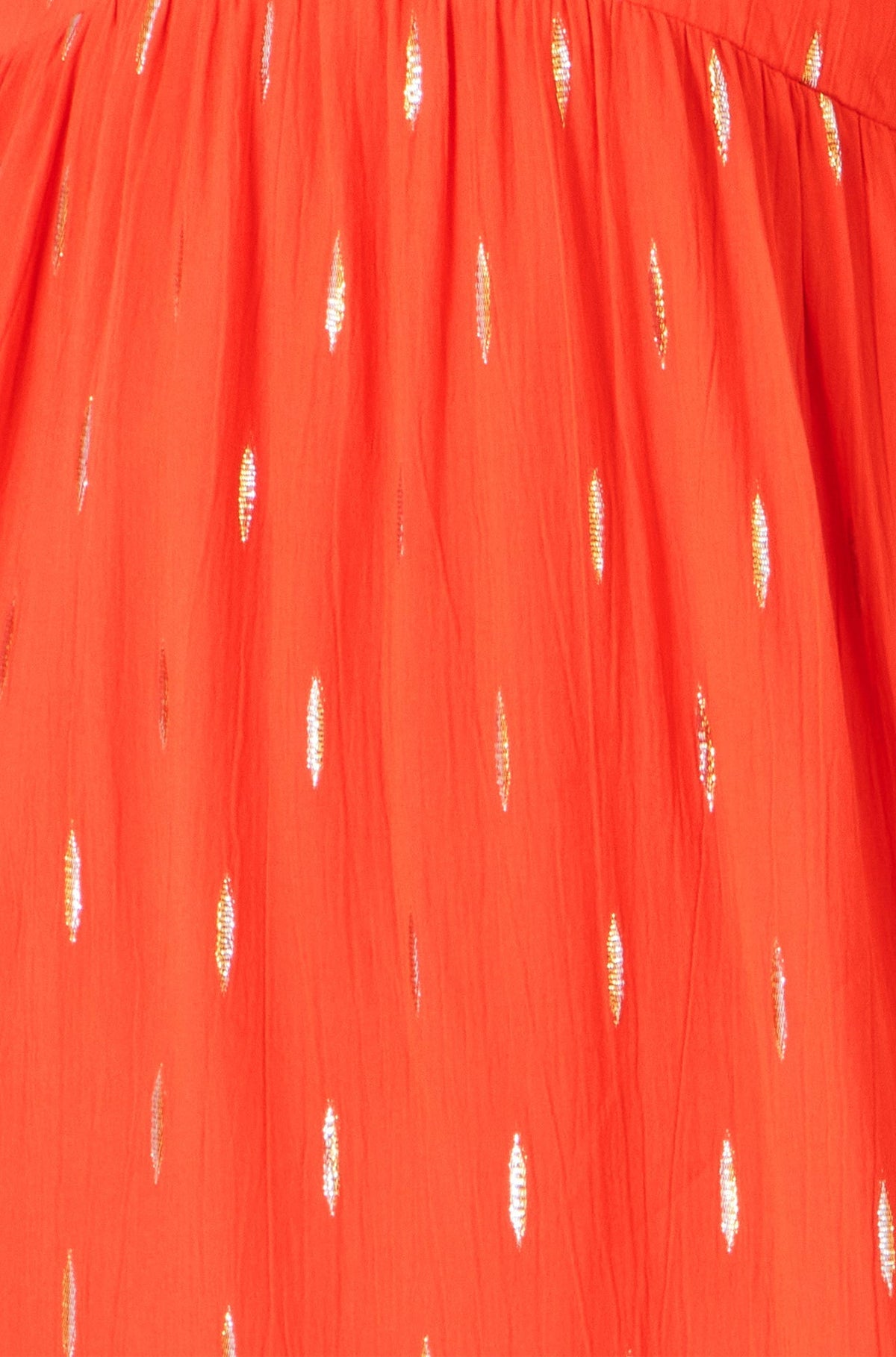Orange Foil Print Viscose Cut Out Midi Dress - Bascora