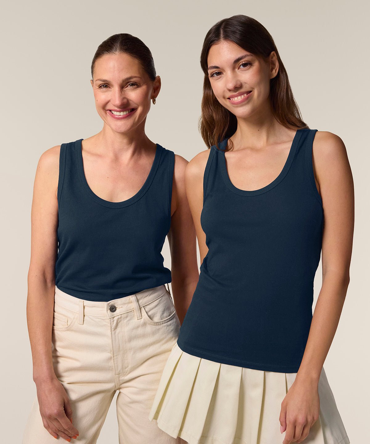 two women wearing Organic Colours Tank Top – Women's Sustainable Vest