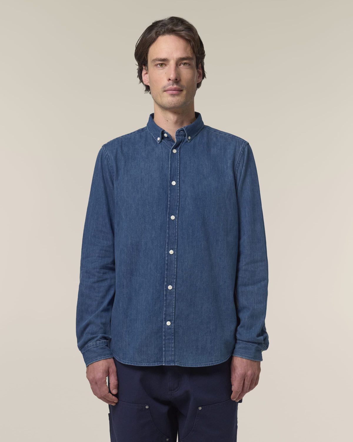 Organic Cotton Long Sleeve Denim Shirt: Mens - Bascora