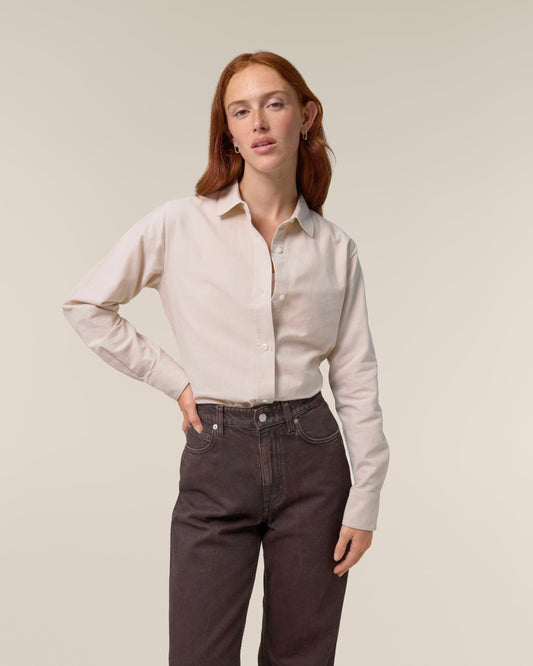 Organic Cotton Oxford Long Sleeve Shirt — Womens - Bascora