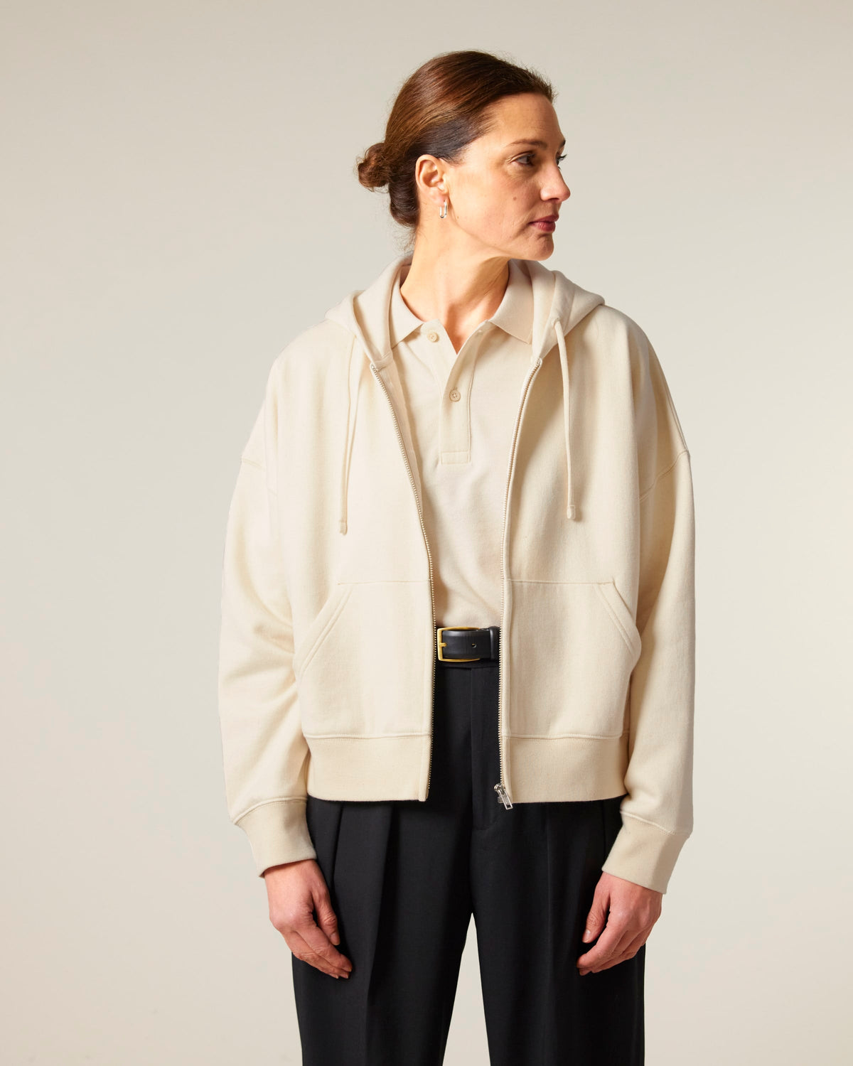 Organic Dropped Shoulder Zipped Hoodie - Womens - Bascora