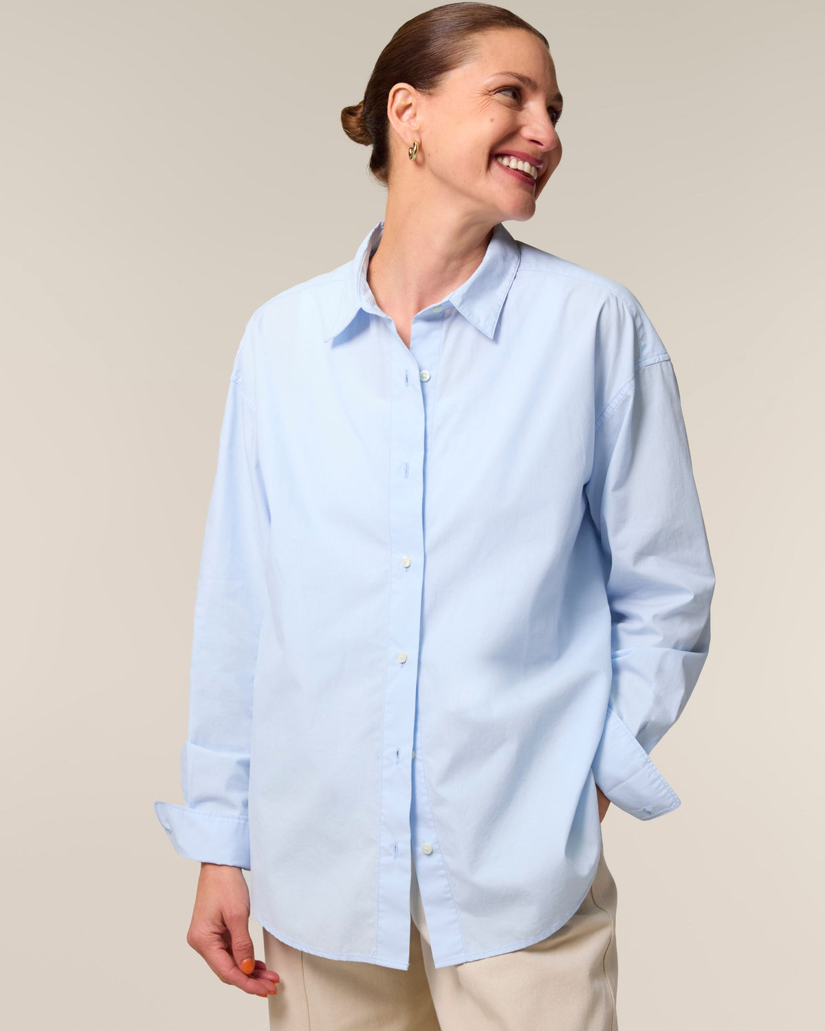 Organic Poplin Long Sleeve Shirt - Womens - Bascora