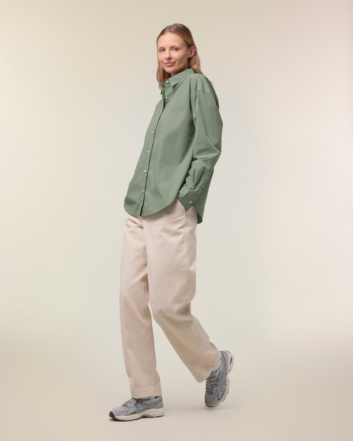 Organic Poplin Long Sleeve Shirt - Womens - Bascora