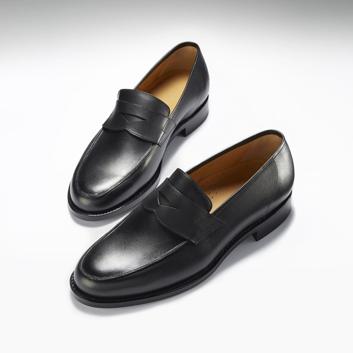 Hugs & Co. Black Leather Loafers with Goodyear Welted Leather Sole for Men