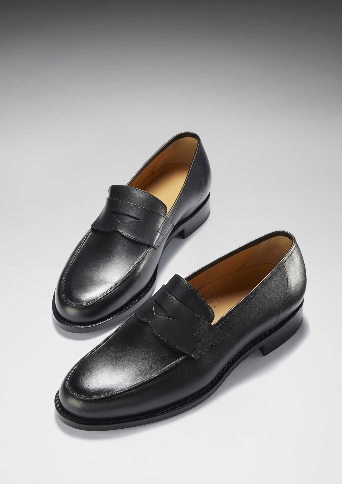 Hugs & Co. Black Leather Loafers with Goodyear Welted Leather Sole for Men