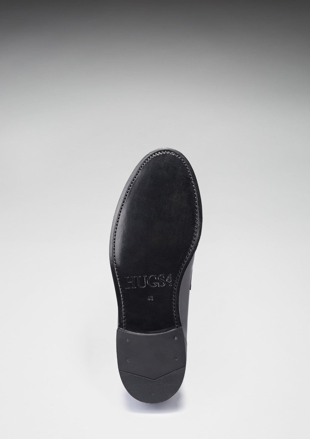 Hugs & Co. Black Leather Loafers with Goodyear Welted Leather Sole for Men