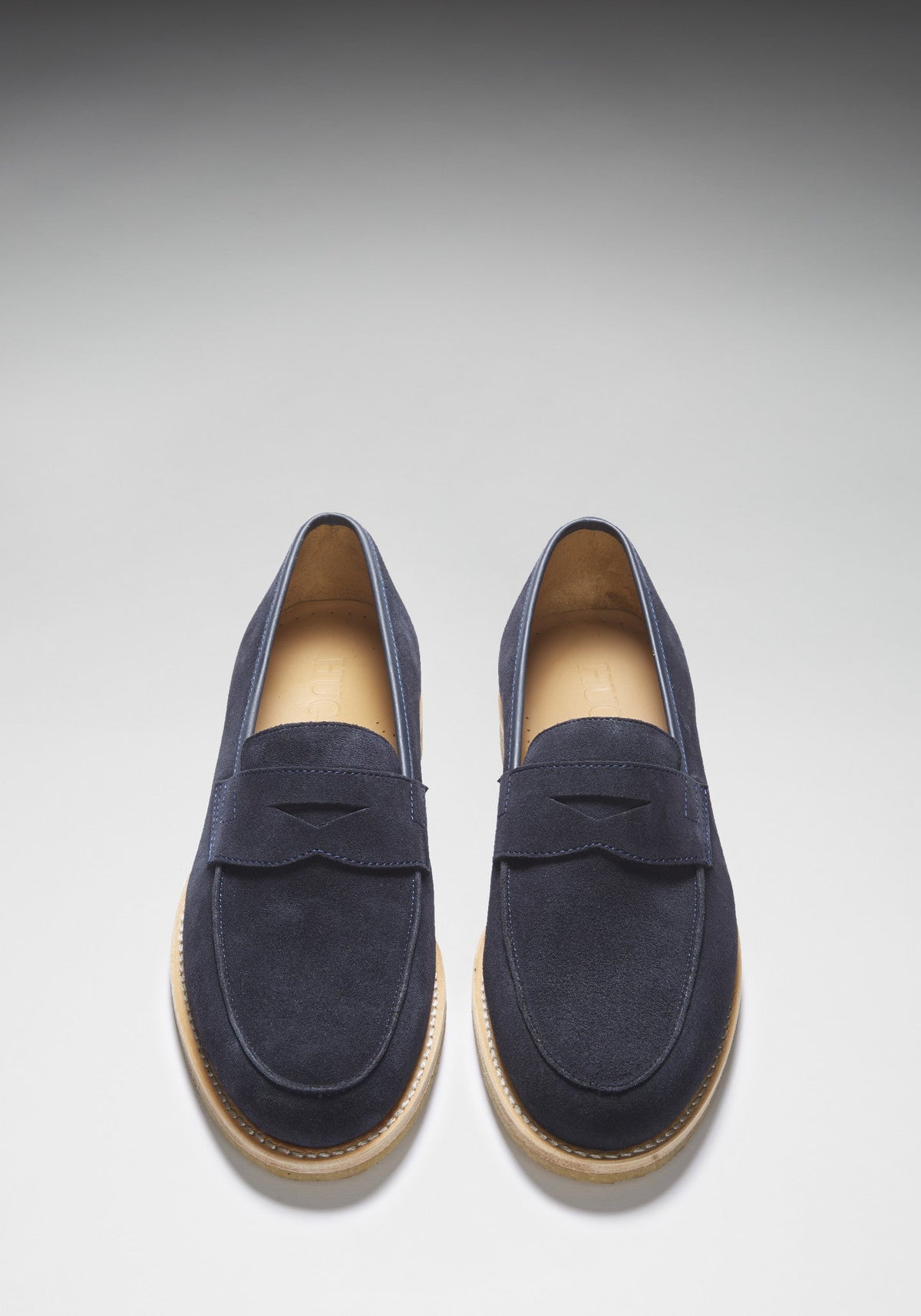 Hugs & Co. Blue Suede Loafers with Goodyear Welted Crepe Rubber Sole for Men