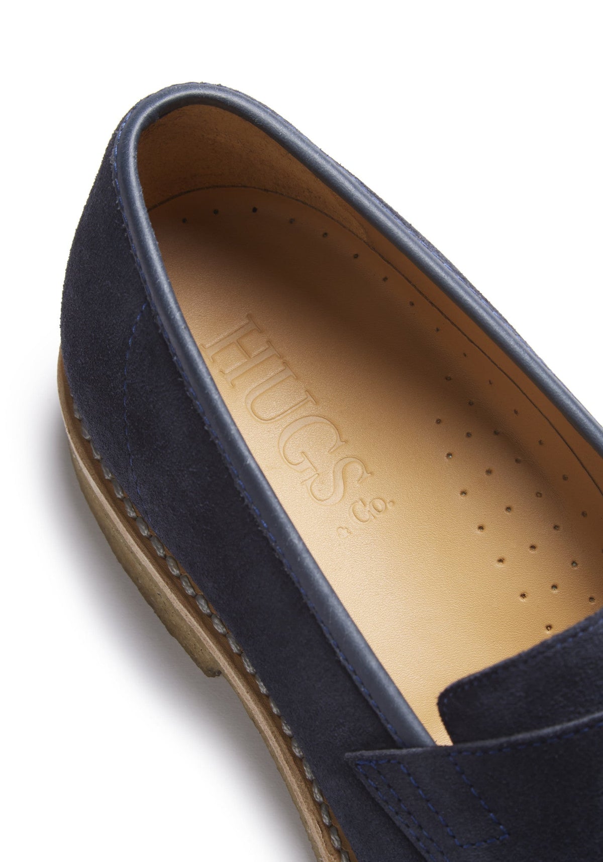 Hugs & Co. Blue Suede Loafers with Goodyear Welted Crepe Rubber Sole for Men