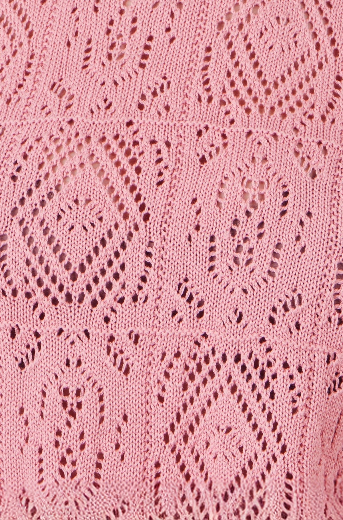 Pink Cotton Crochet Knitted Top - Bascora