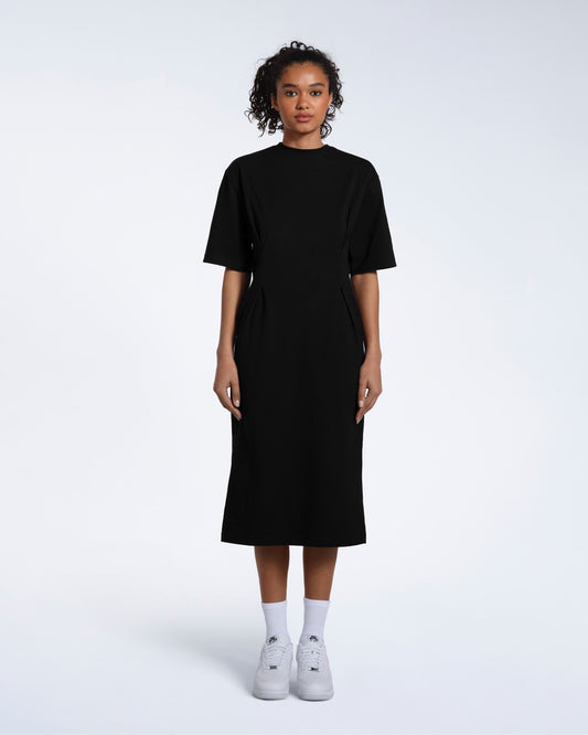 Pleated Waist Organic T-Shirt Dress - Bascora