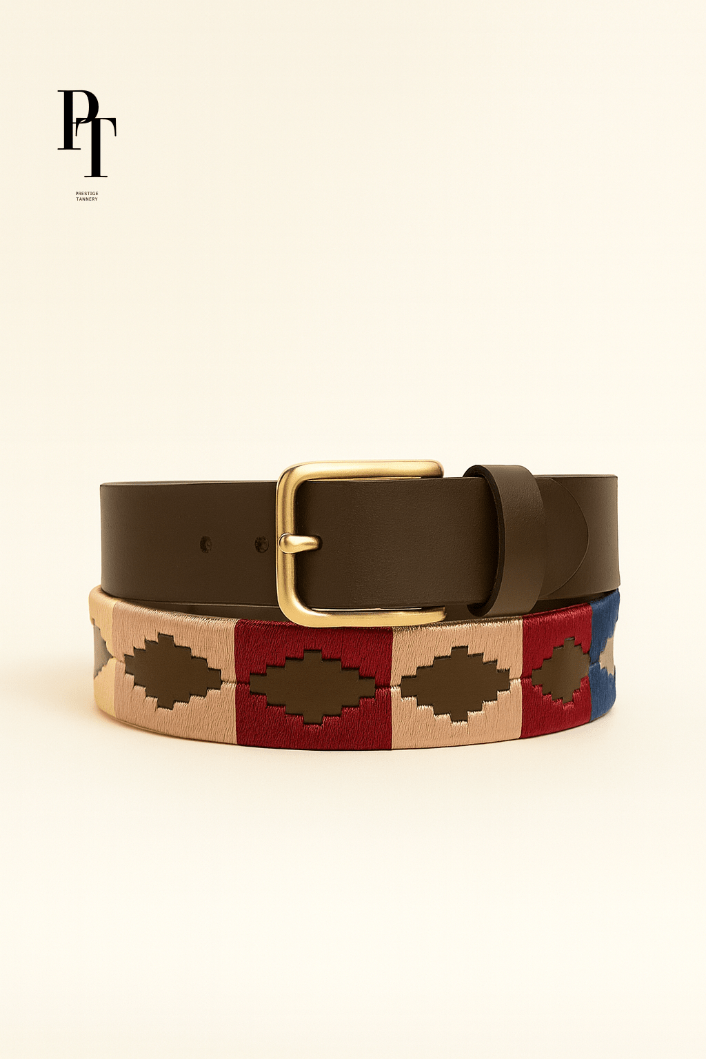 Prestige Tannery Contrast-Stitch Leather Belt – Polo Edition - Bascora