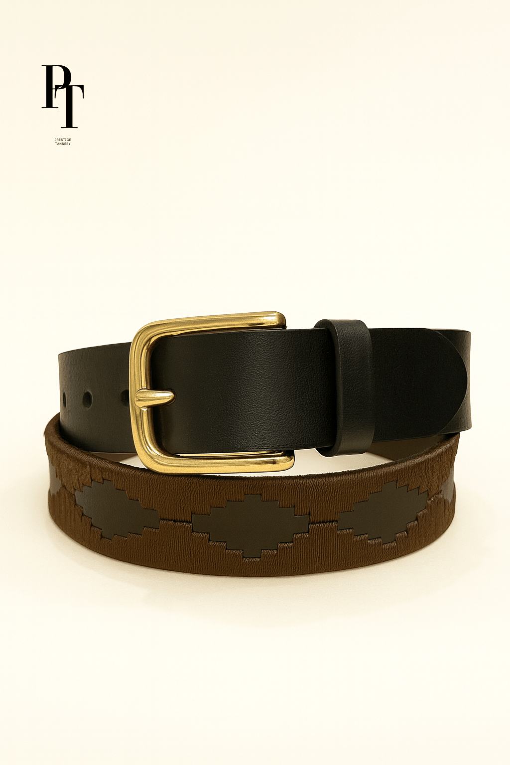 Prestige Tannery Embossed Leather Belt – Two-Tone Design - Bascora