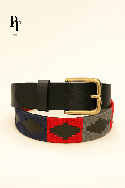 Prestige Tannery Quilted Leather Belt – Hand-Stitched Pattern - Bascora