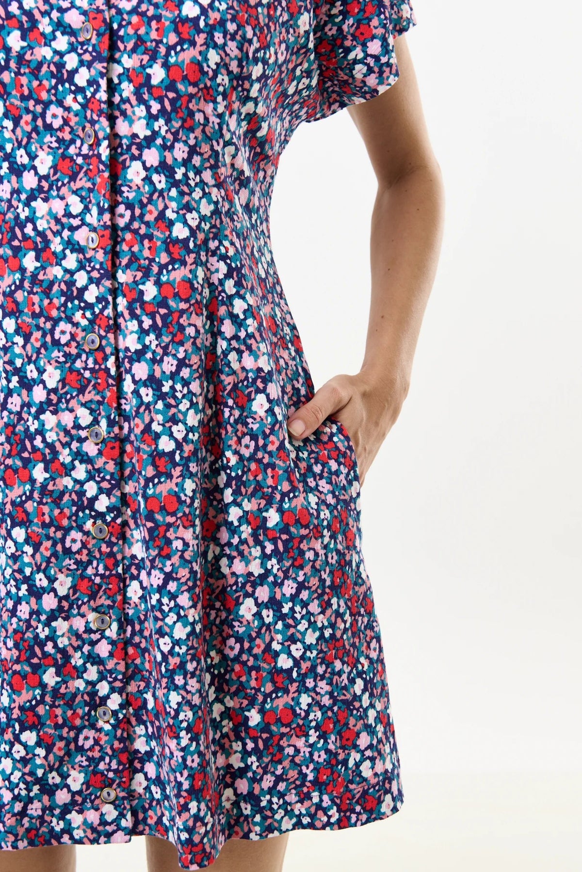Prudence Tutti Frutti Print Laced Back Mini Dress - Bascora