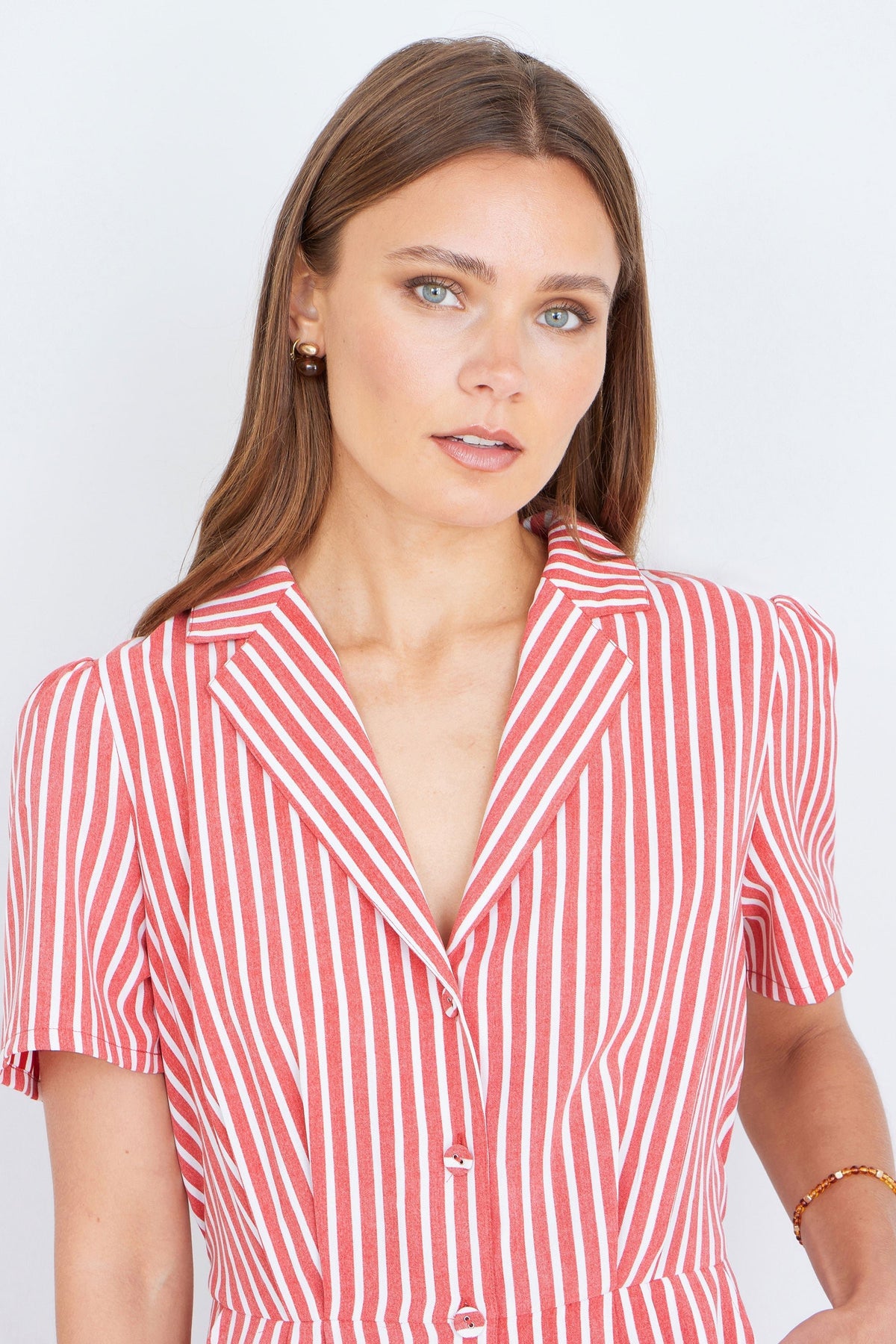 Red Stripe Retro Playsuit - Bascora