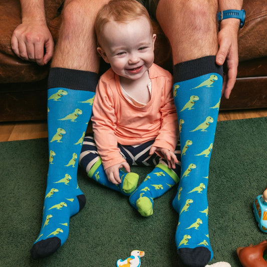 Roar Together – T-Rex Matching Bamboo Socks - Bascora