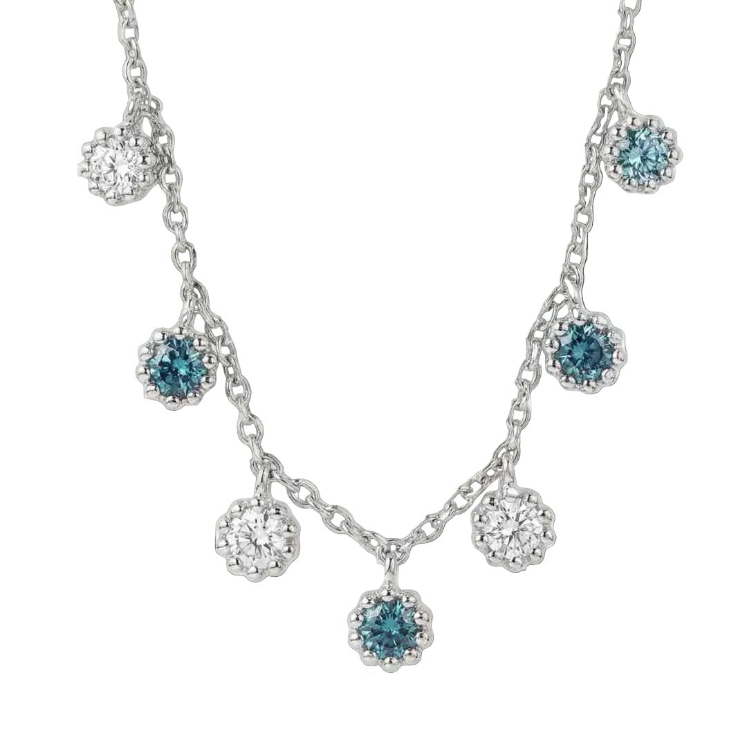 Dainty London Silver Aqua Necklace with Barnacle Details and Ocean Blue Topaz