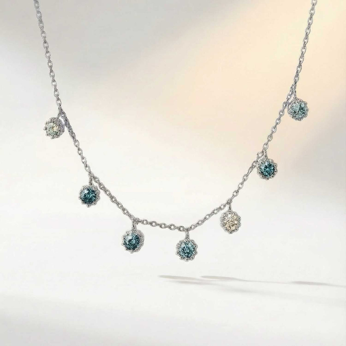 Dainty London Silver Aqua Necklace with Barnacle Details and Ocean Blue Topaz