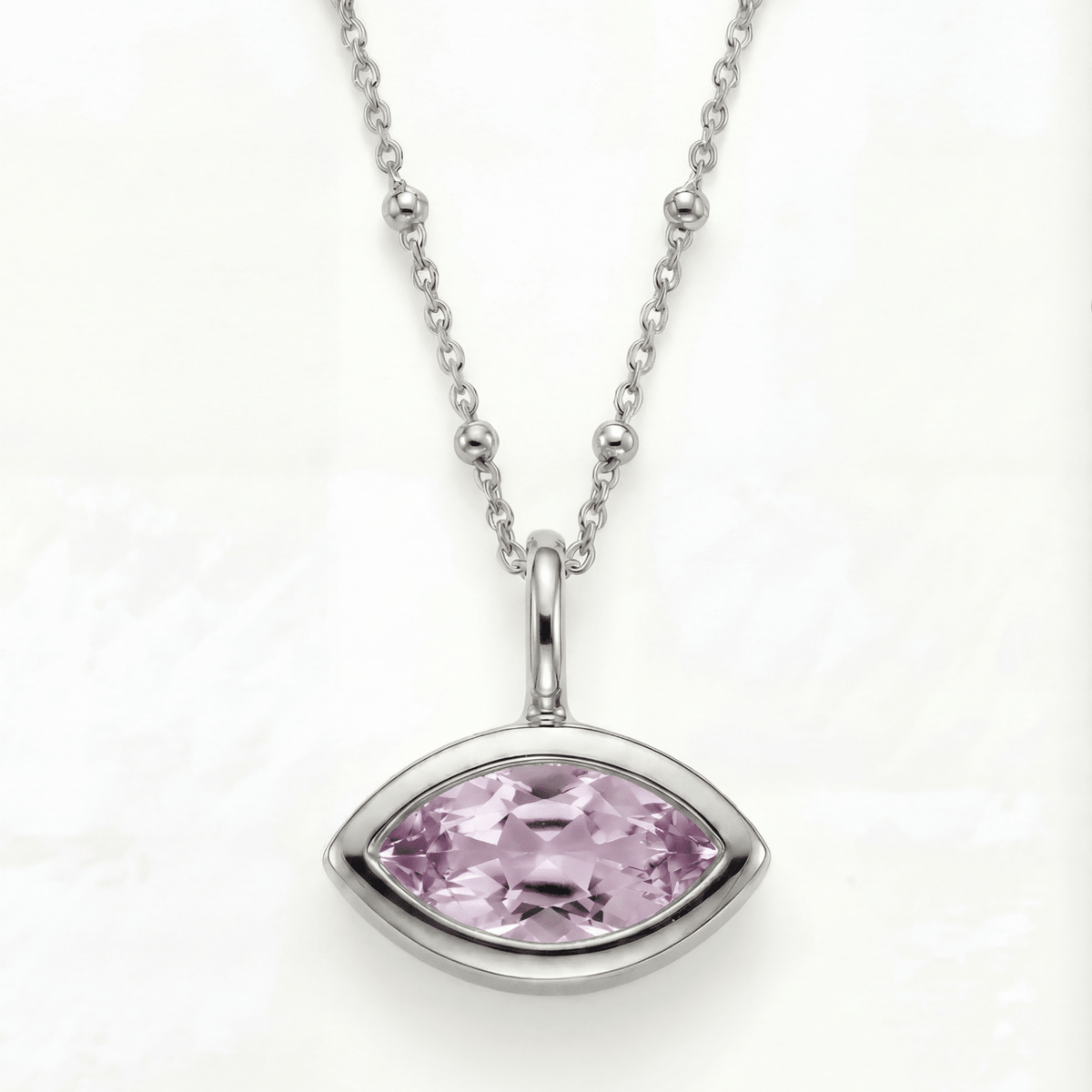 Dainty London Siren's Teardrop Amethyst Marquise Necklace Gold or Silver