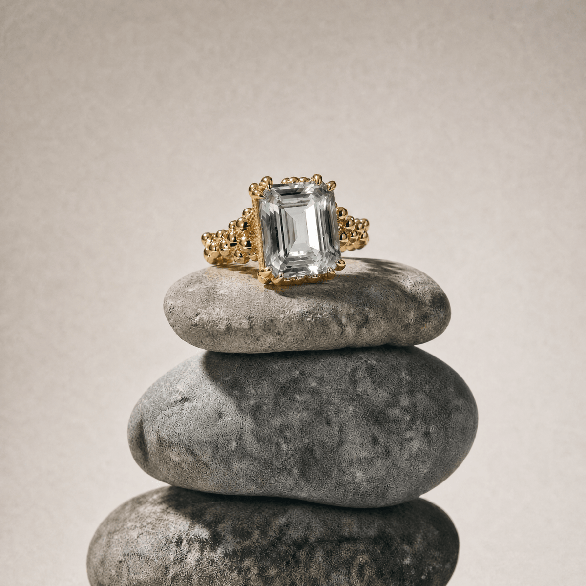 Dainty London Giselle Green Quartz Statement Ring in Gold Vermeil or Sterling Silver