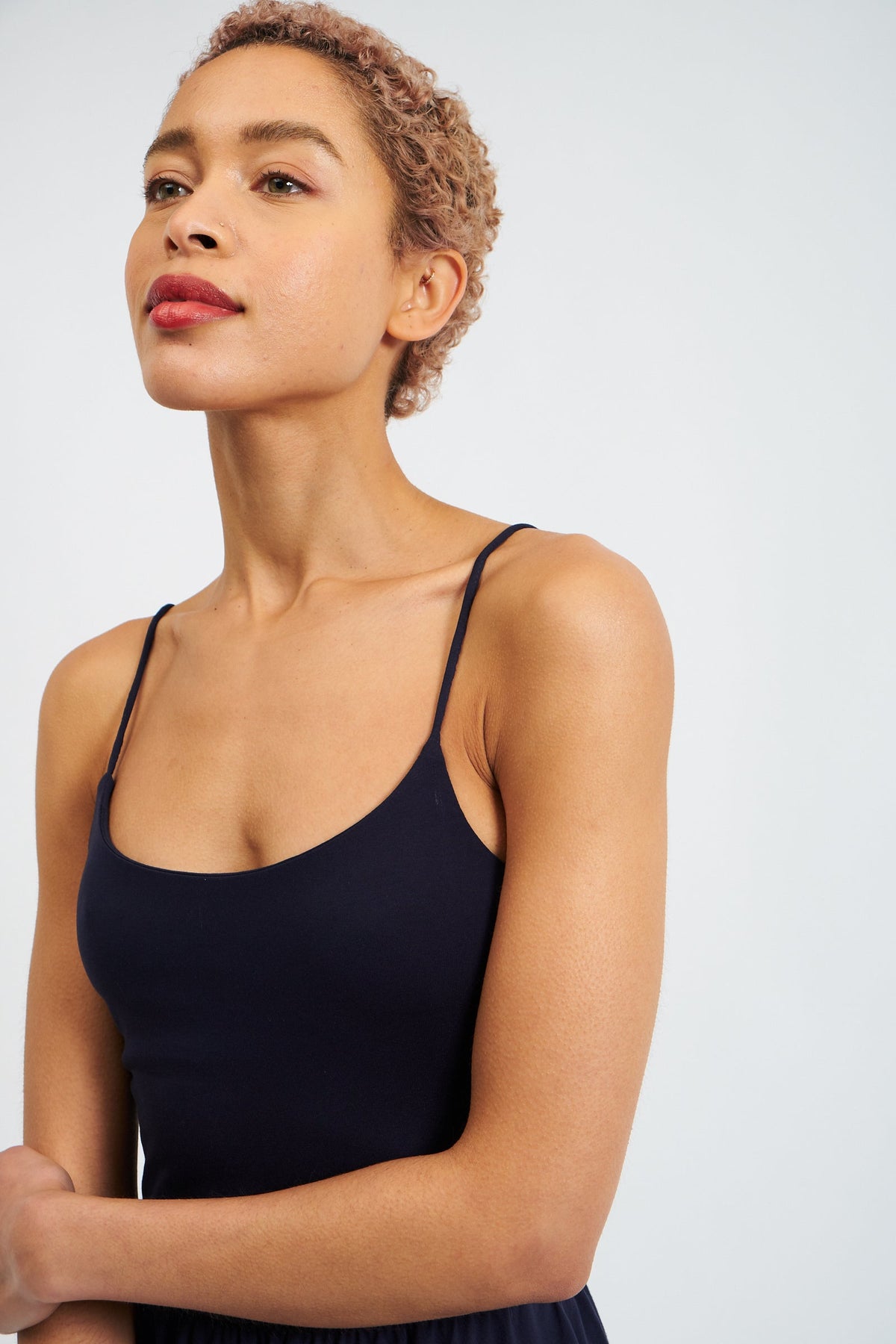 Soumia Jersey Bodice And Recycled Cotton Skirt Midaxi Dress - Navy - Bascora