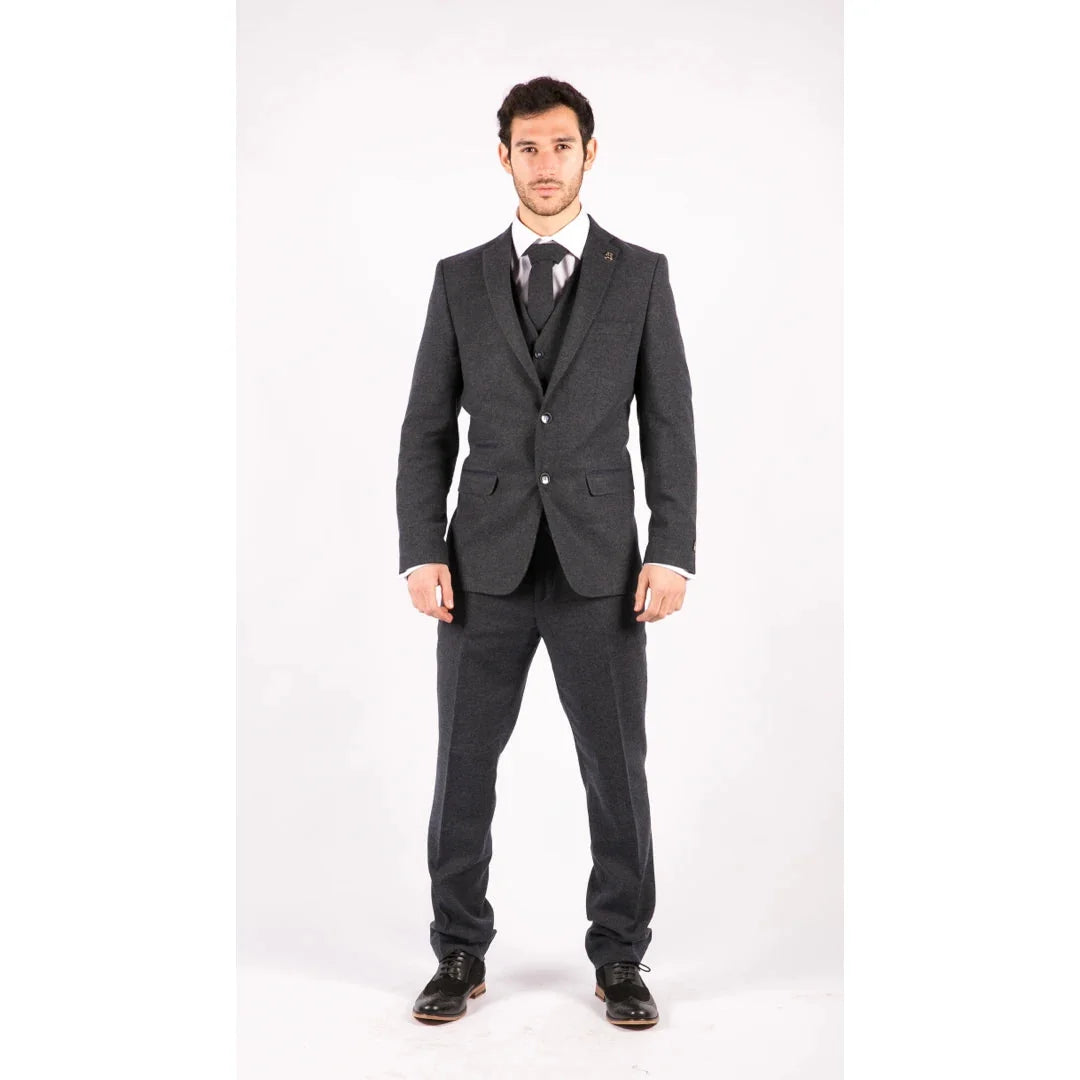 Men's Wool Herringbone Tweed 3 Piece Authentic 1920s Classic Suit