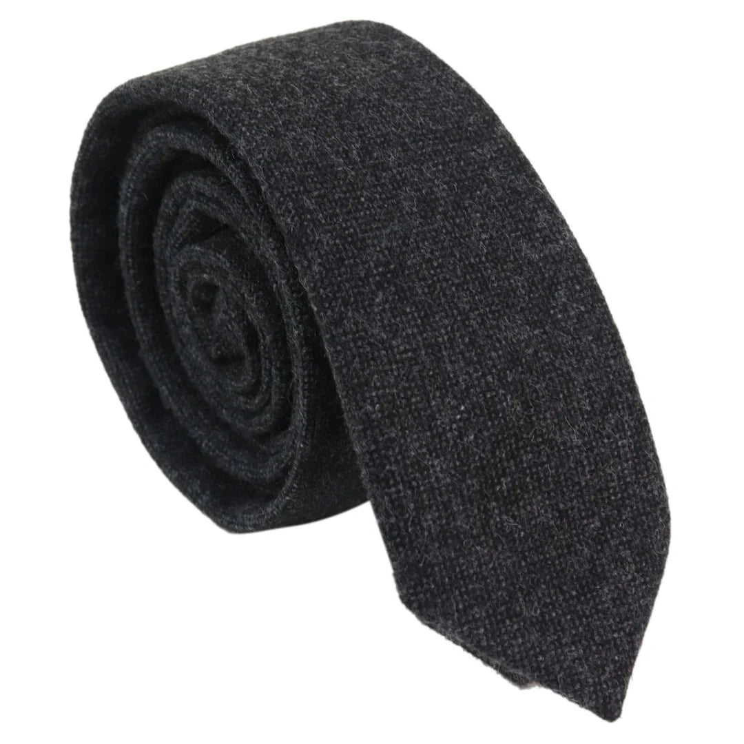 Men's Tweed Black Gatsby Peaky Blinders Tie & Hankie Set by TruClothing