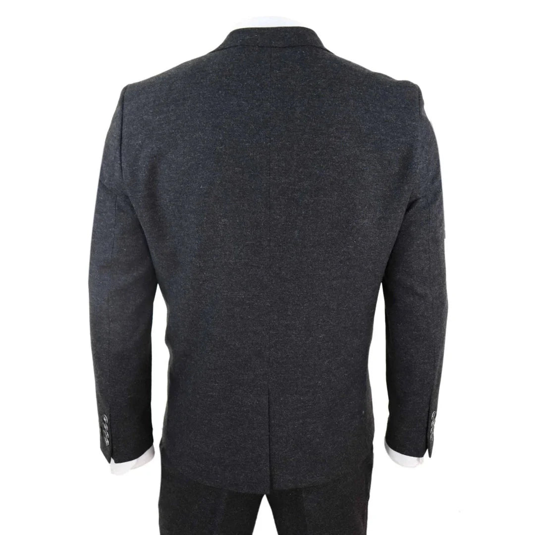 Men's Black Wool Tweed 3 Piece Authentic 1920s Classic Suit
