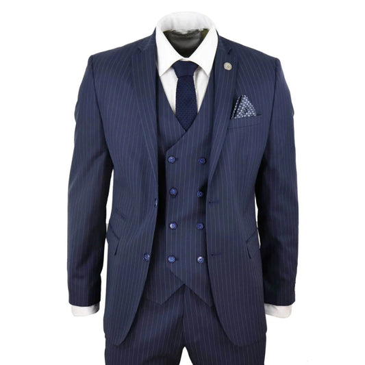 Men's 3 Piece Gatsby 1920s Gangster Pinstripe Suit